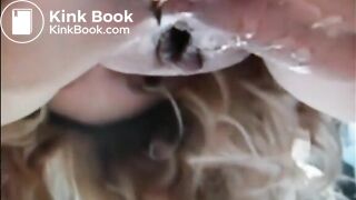 Blonde girl shit and piss closeup