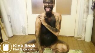 Naughty wife smearing her shit allover her body