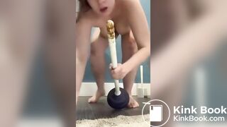 Filthy Jasmine Bush licks shitty plunger clean
