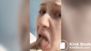 Filthy Jasmine Bush licks shitty plunger clean