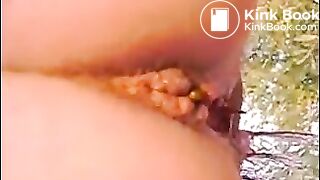 Girl shitting outdoor closeup