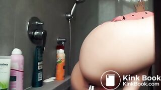 German girl relieves herself into a wine glass