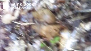 Cutie pooping in the woods