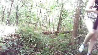 Cutie pooping in the woods