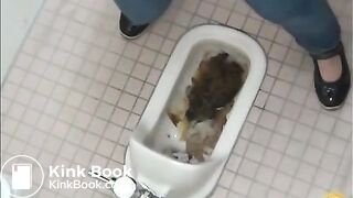 Broken toilet and pile of shit