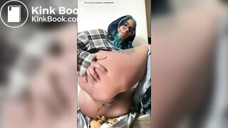 Nerdy girl with a nice load of shit