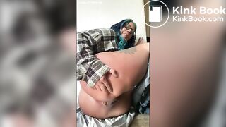 Nerdy girl with a nice load of shit