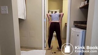 Desperate poop accident in her panties then fucks herself wi