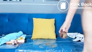 Mature busts her ass with a dildo scat-1