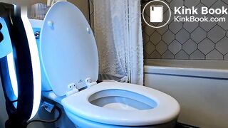 Tatted Girl shitting over toilet