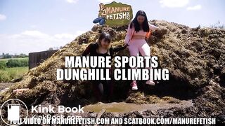 Manure Sports Dunghill Climbing - Rada Brewer and Lyndra Lynn masturbating in cowshit