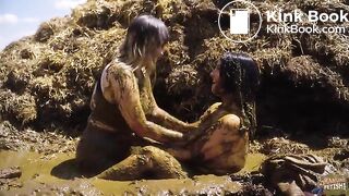 Manure Sports Dunghill Climbing - Rada Brewer and Lyndra Lynn masturbating in cowshit