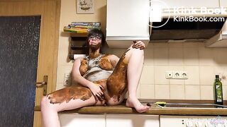 Kitchen Mess- shitting and eating poop in my kitchen