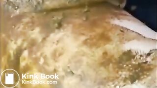 Scat BBW whore gets full mouth of shit