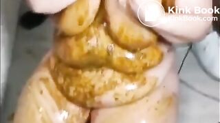 Scat BBW whore gets full mouth of shit