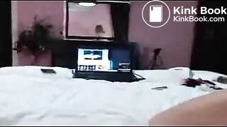 Girl shitting while masturbating asshole with long dildo