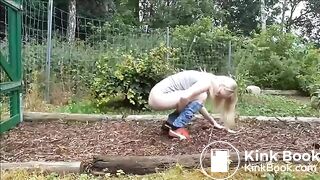 Cute German girl fertilizes her own soil