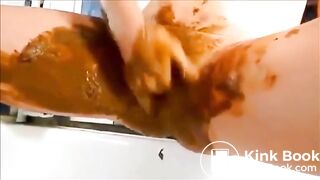 Scat woman shitting masturbating and squirting