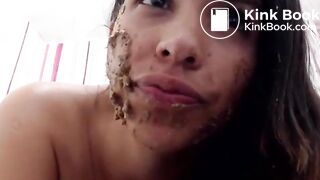 hot latina smears, tastes and toys her own shit