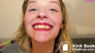 Hot teen with shit in her mouth
