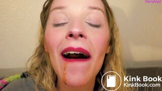 Hot teen with shit in her mouth