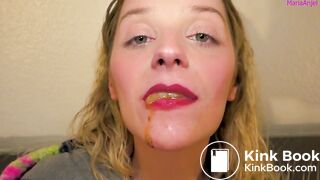 Hot teen with shit in her mouth