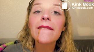 Hot teen with shit in her mouth