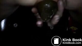 Woman showing large turd closeup