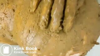 Amateur pooping then eating and smearing shit on her body