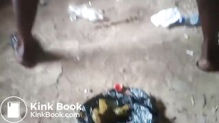 Amateur African gal poops in an abandoned building
