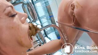 Shitting into her stretched open mouth