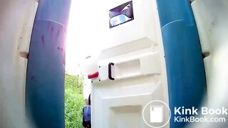 Unsuspecting Woman Caught Taking A Shit In A Porta-Potty