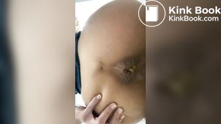 Close up shitting slut