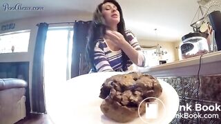 Beautiful girl shitting on plate