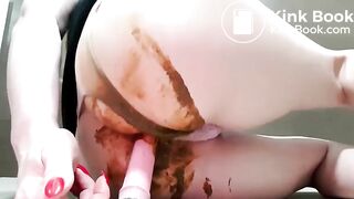 Messy panty poop solo whore in action