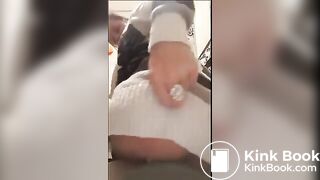 Round booty girl pooping at home