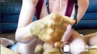 Messy scat deepthroat with vomit