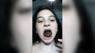Young scat girl eats her own turd