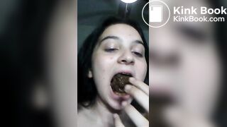 Young scat girl eats her own turd