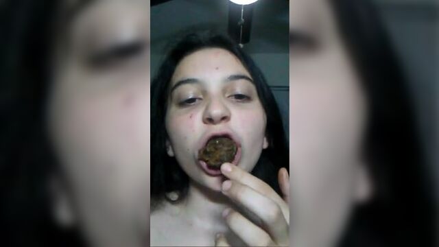 Young scat girl eats her own turd
