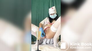 Masked Chick Pisses in a glass and empties her bowels (Edit)