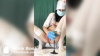 Masked Chick Pisses in a glass and empties her bowels (Edit)