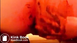 Fat woman shitting and masturbating