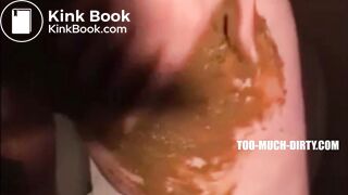 Woman shitting and smearing shit on her body