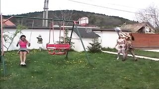 Wild and crazy scat action outside