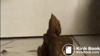 Hairy milf in high heels and lingerie shitting on the floor