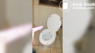 submissive scat whore cleaning toilet with tongue