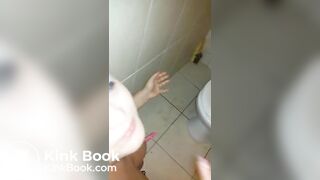 submissive scat whore cleaning toilet with tongue