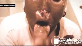 Scat Babe Sucks Shitty Cock in the Bathroom