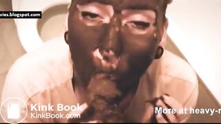 Scat Babe Sucks Shitty Cock in the Bathroom